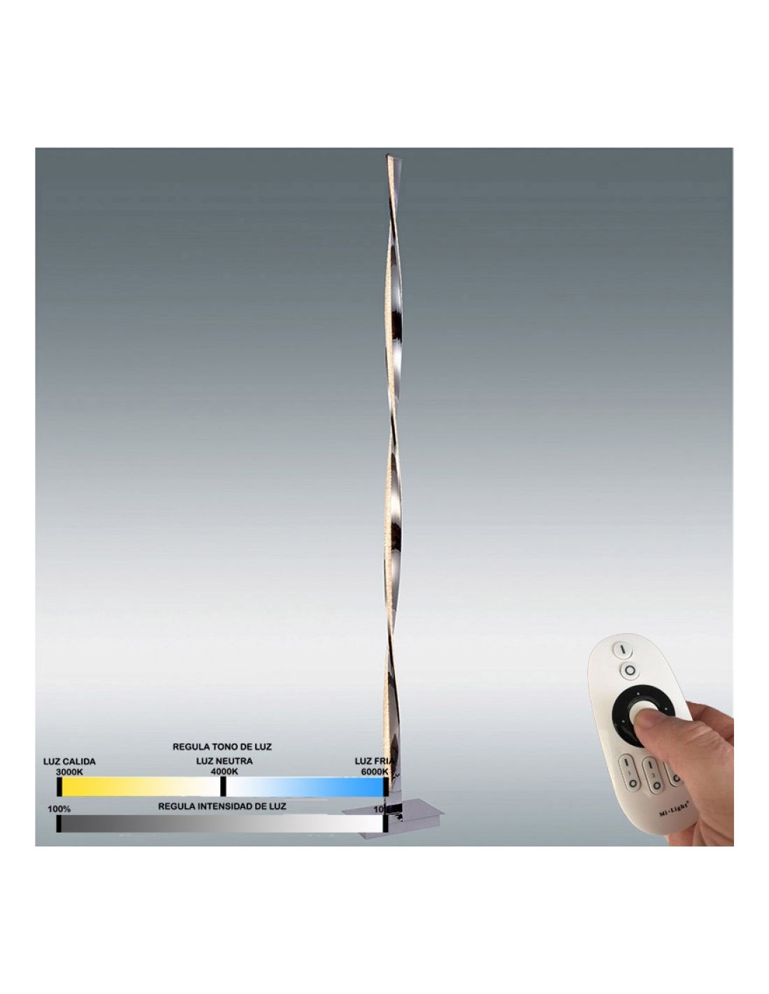 lampara de pie led con mando a distancia y regulable en intensidad