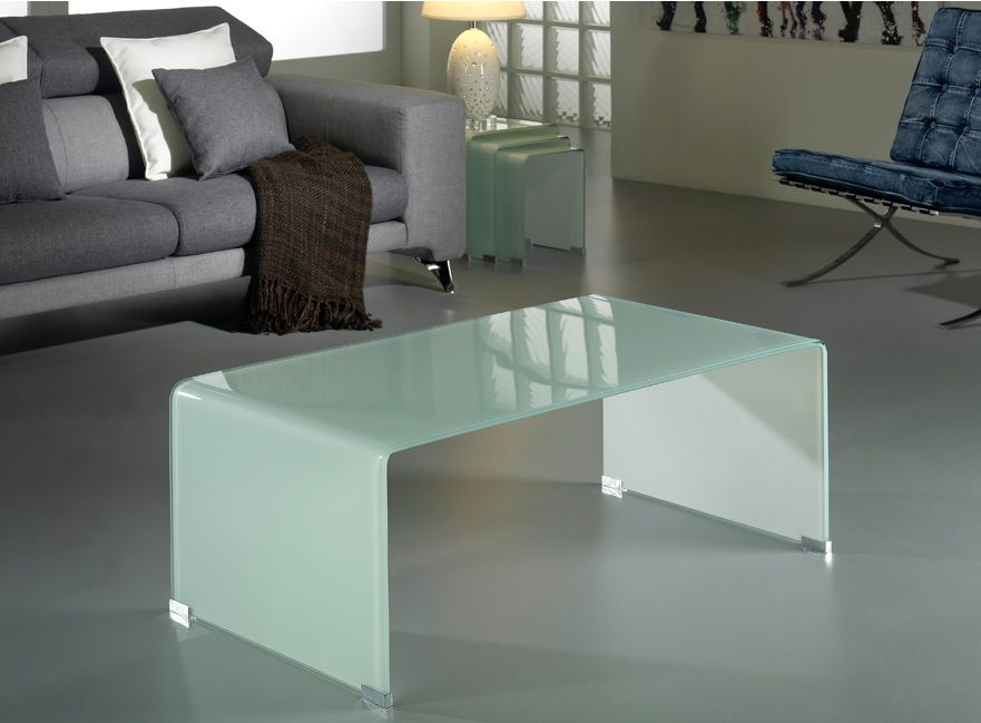 Mesa de centro cristal templado y curvado