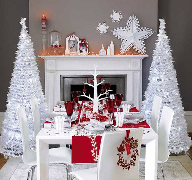 decoracion navideña en blanco y rojo