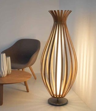 lampara de pie bambu