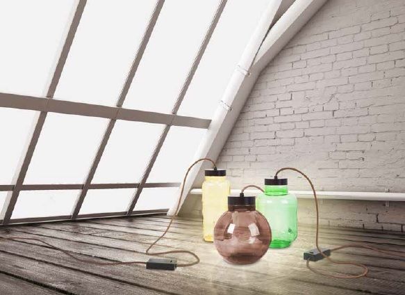 Lámparas de cristal con forma de botella