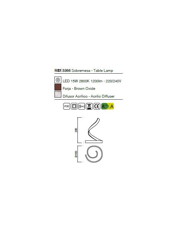 Lámpara Sobremesa Nur Marrón Óxido