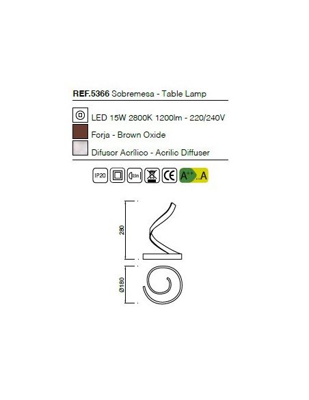 Lámpara Sobremesa Nur Marrón Óxido