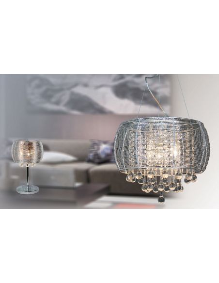 Lámpara Rinconera Bolas de Cristal