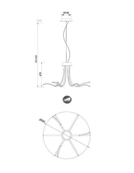 Lámpara convertible en Semiplafón