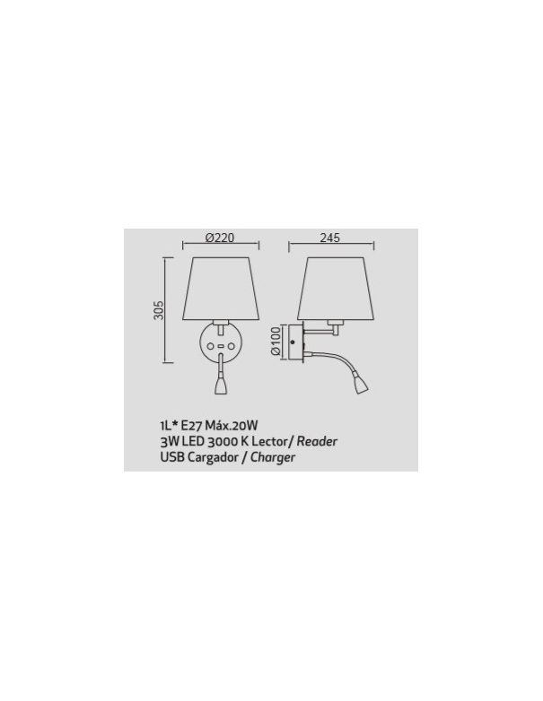 Caicos Aplique con Lector Mantra