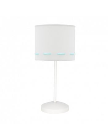 lampara de mesita bebe verde agua y blanca