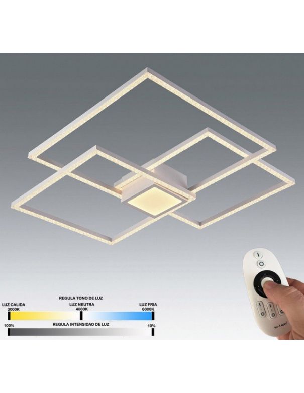 plafon led con mando que regula el color de la luz y la intensidad