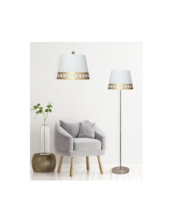 Lámpara de Pie Blanco y Oro