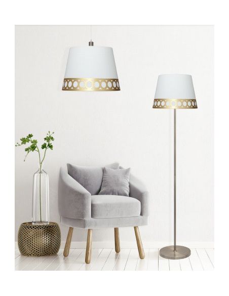Lámpara de Pie Blanco y Oro