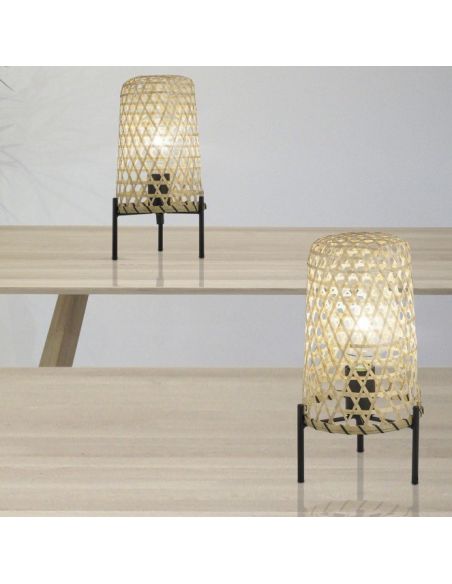 lámpara de mesa bambú