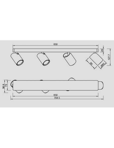 Regletas sal 4 luces negra