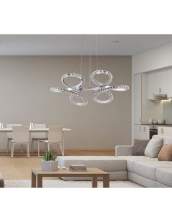 Lámpara Curvada Led de Metal y Cristal