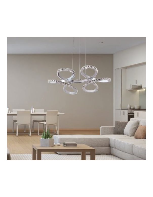 Lámpara Curvada Led de Metal y Cristal