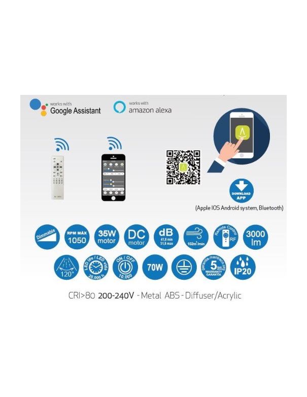 Ventilador Himalaya compatible con Google y Alexa