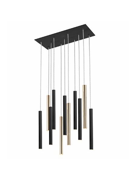 Lámpara Varas Dimable 11 luces negro oro Schuller