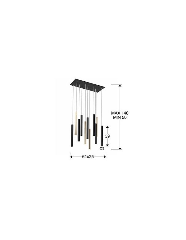 Lámpara Varas Dimable 11 luces negro oro Schuller