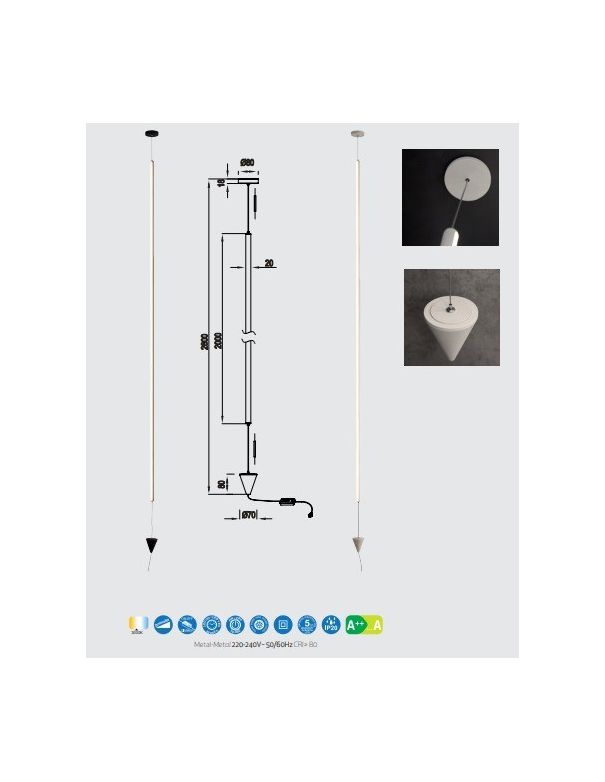 Lámpara Vertical de Suelo a Techo Blanco o Negro Mantra