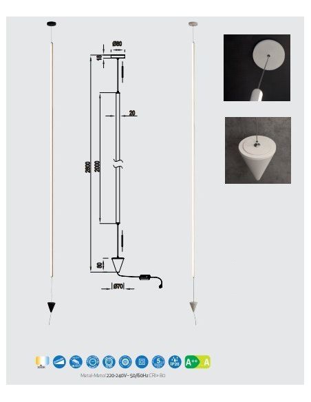 Lámpara Vertical de Suelo a Techo Blanco o Negro Mantra