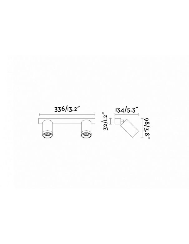 Regleta de 2 Luces de Aluminio Negro