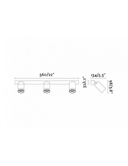 Regleta de 3 Luces de Aluminio Blanco