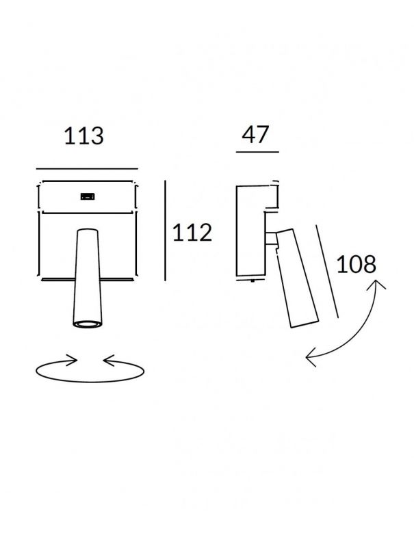 Aplique LED Cuadrado con USB Níquel Satinado