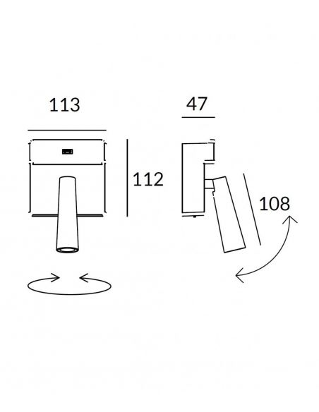 Aplique LED Cuadrado con USB Níquel Satinado