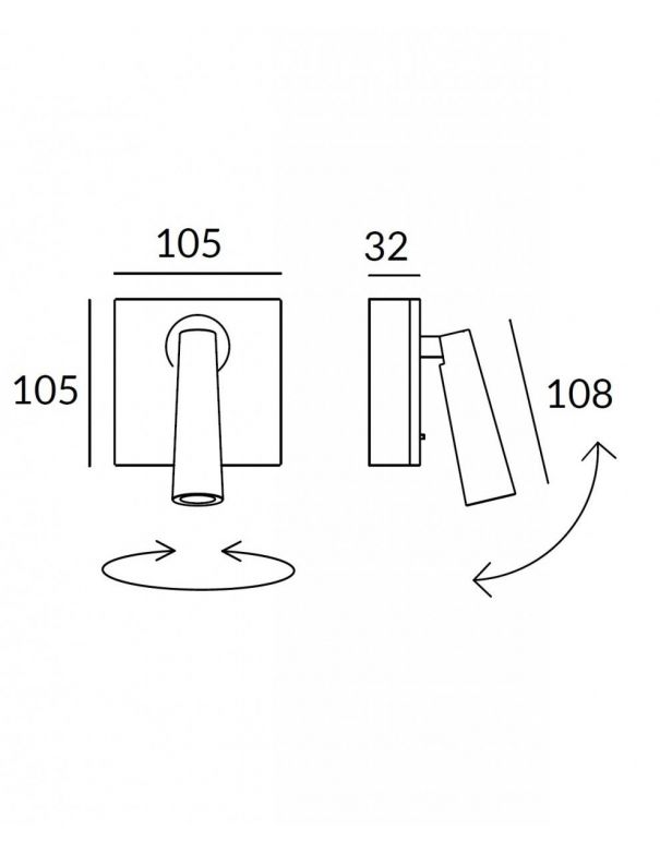 Aplique LED Base Cuadrada con USB Blanco