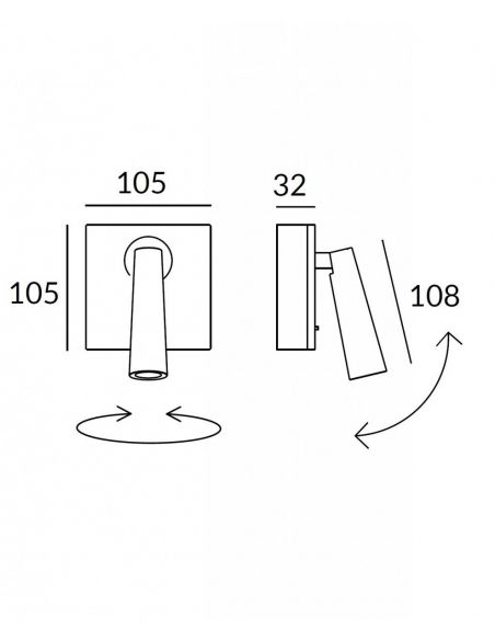 Aplique LED Base Cuadrada con USB Níquel Satinado