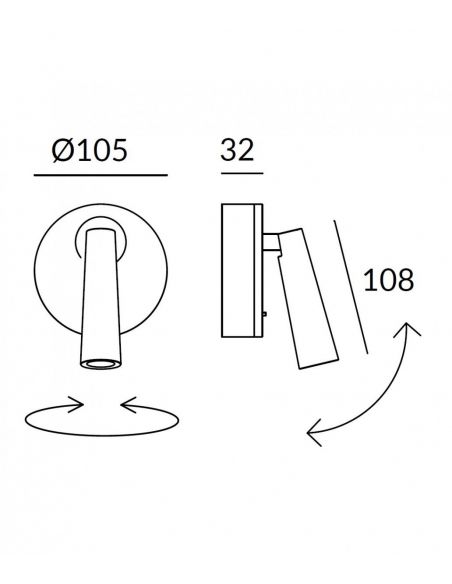 Aplique LED Base Redonda Níquel Satinado