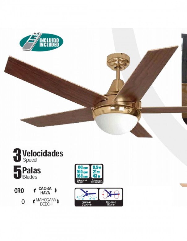 ventilador de techo dorado