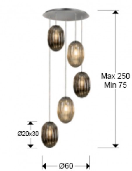 medidas lampara ovila 5 luces
