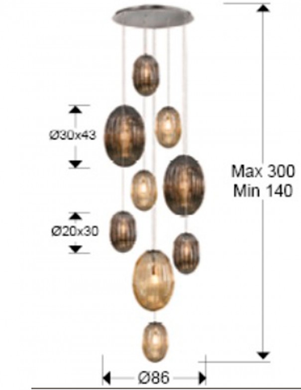 lampara ovila 9 luces medidas