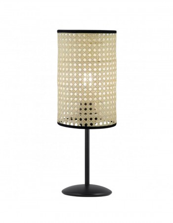 Lámpara de sobremesa realizada en rejilla de enea