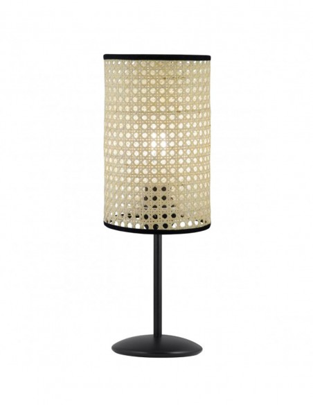 Lámpara de sobremesa realizada en rejilla de enea