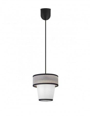 Lámpara de techo con forma de maceta terminado en tela bicolor