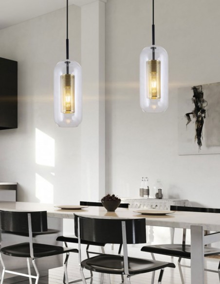 Lámpara Elmo con cilindro interior dorado