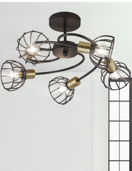 Lámpara de techo de 5 luces estilo retro