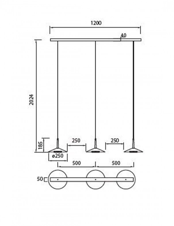 medidas lampara orion lineal