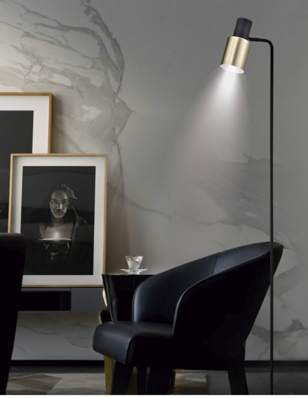 Pie de salón negro/dorado con rótula