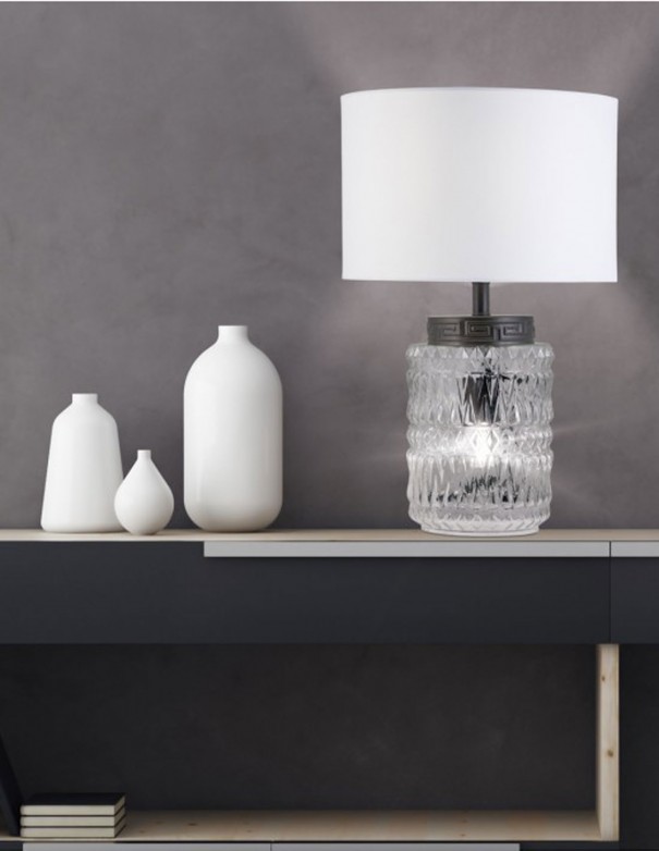 Rinconera de cristal con luz en interior