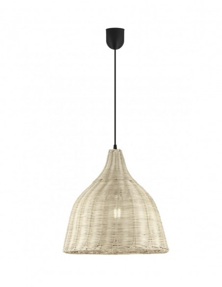 Lámpara de techo 1 luz acabado mimbre con cable negro