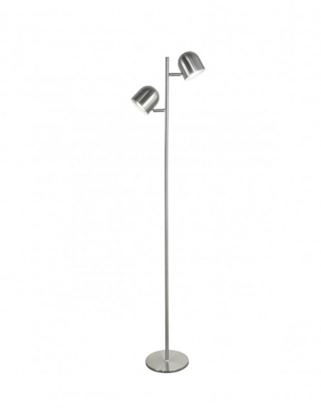 Lámpara de pie articulada en color plata.