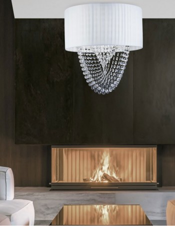 Lámpara plafón de tela con cristal acrílico.