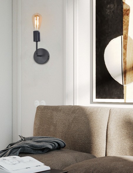 Apique de pared de 1 luz acabado negro mate.