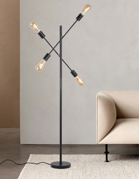 Pie de salón de 4 luces con bombilla vista