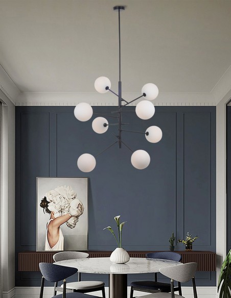 Lámpara de techo negra regulable en altura