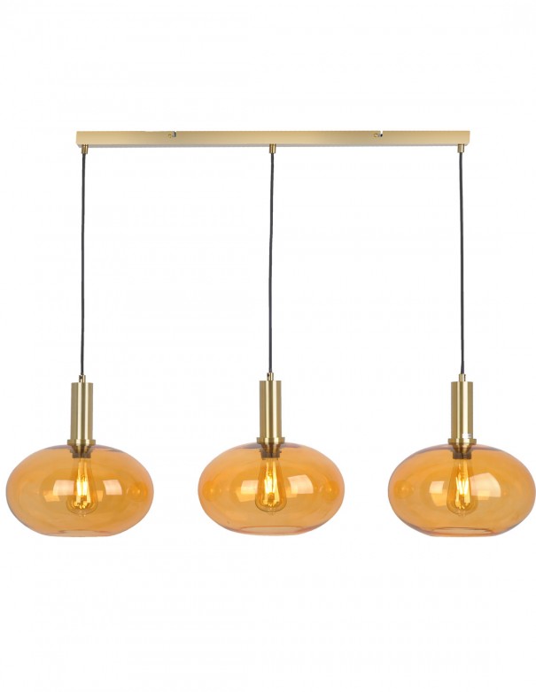 Lámpara de techo con tulipas de cristal ambar