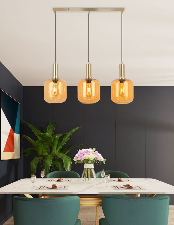 Escalera Manifiesto Aliviar Lámpara lineal cuero con tulipas de cristal. Compra online o por teléfono -  Luz Sevilla