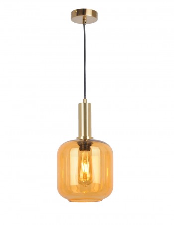 Colgante de una luz en metal y cristal ambar